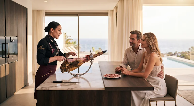 Cortador de jamón en Villas Privadas y Showcooking Sotogrande